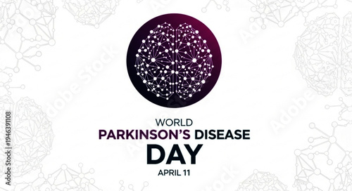 World Parkinson Disease Poster Featuring Brain Network Concept