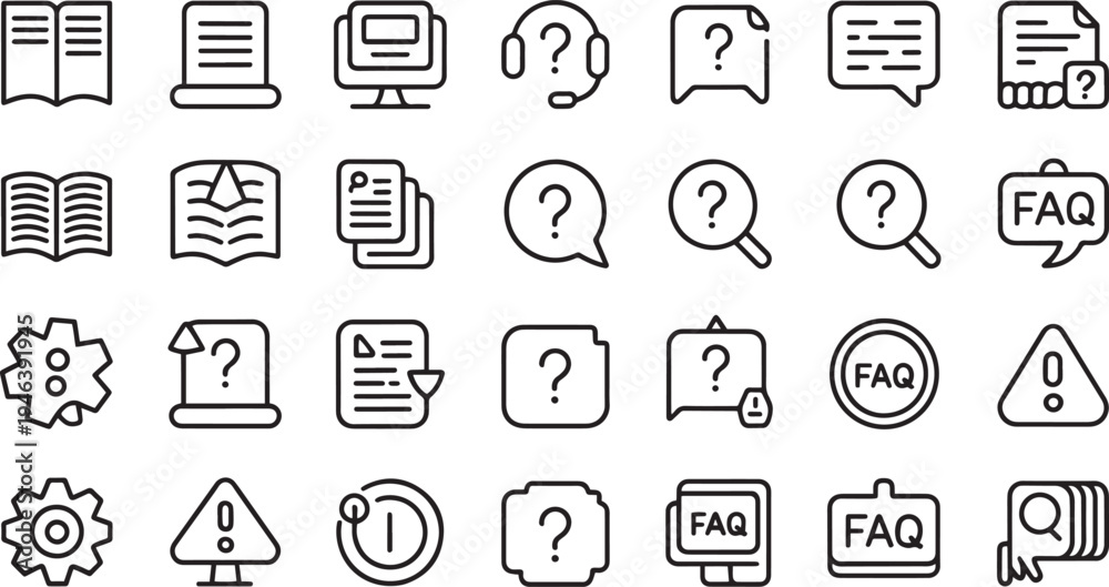 Ταπετσαρία A collection of frequently asked questions and support icons representing inform