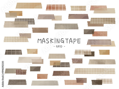 Natural Color Grid Masking Tape Set
