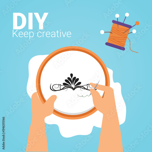 Vector illustration of hands crafting, DIY creative activity