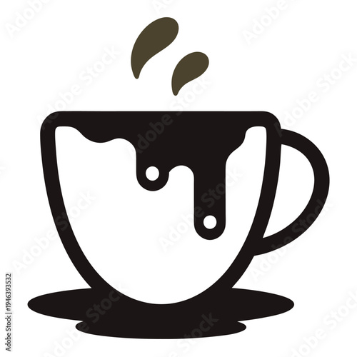 Leaking coffee cup-icon a coffee cup with liquid. 