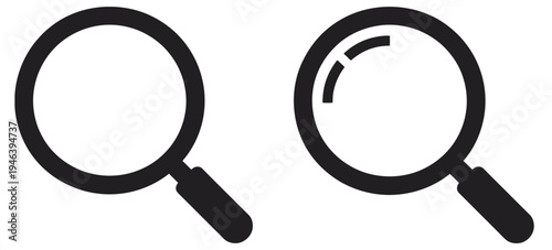 Search Icon Set, Magnifying Glass and Zoom Symbols, Loupe Vector Sign, Find and Explore Icons for Web, Mobile, and User Interface Design, Vector