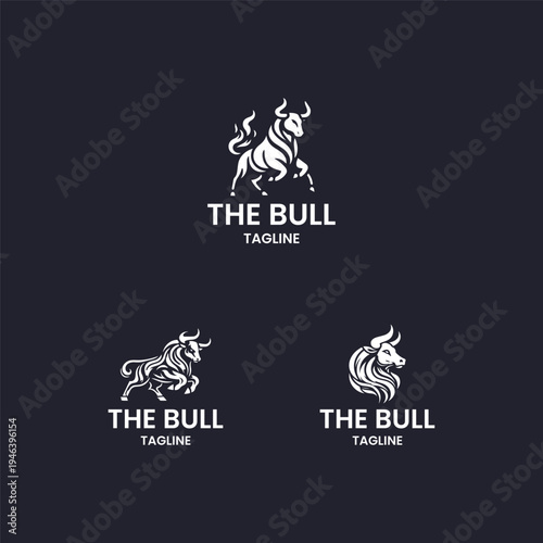 Set bull logo template vector illustration design