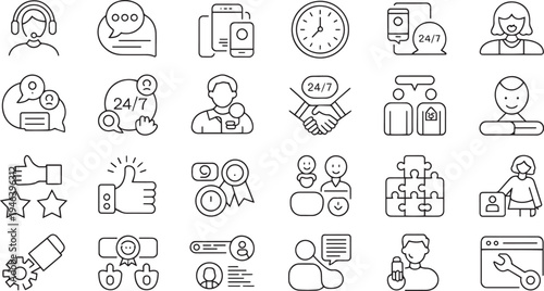 Collection of hand drawn flat design icons illustrating daily life and technology concepts