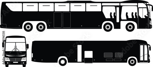 bus, silhouette, transport, travel, vehicle, coach, passenger, vector, tourism, commute, city, road, transit, shuttle, automotive