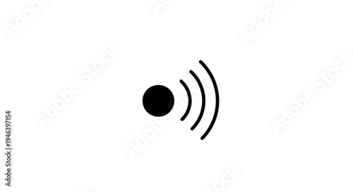 Black dot with sound waves symbol.