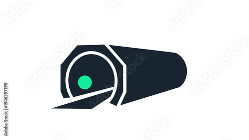 Security camera lens with green dot.