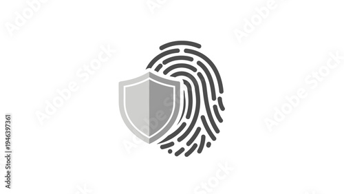 Shield protected fingerprint security icon.