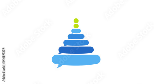 Colorful stacked speech bubble pyramid.