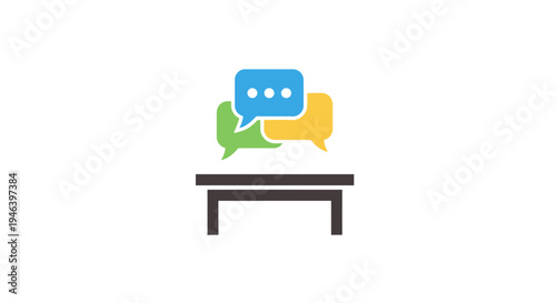 Colorful speech bubbles on table.