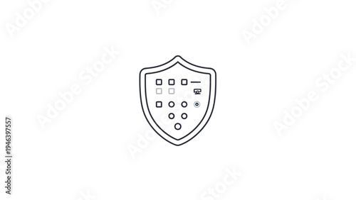 Shield with keypad security lock.