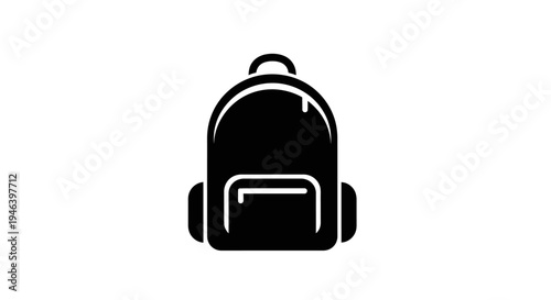 Black backpack icon on white background.