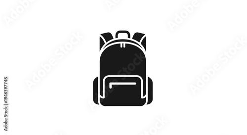 Black backpack with white outline.