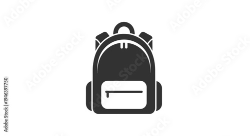 Black backpack with white pocket.