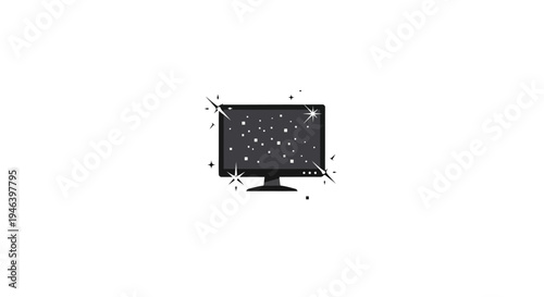 Computer Monitor with Broken Screen Display.