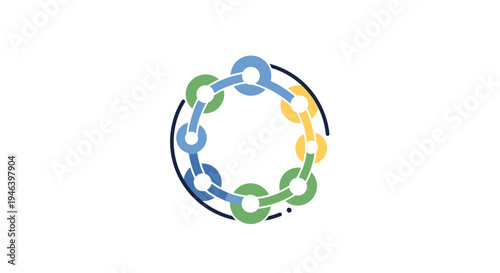 Colorful chain link circular symbol.