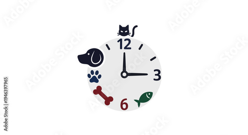 Colorful clock with pet themed numbers.