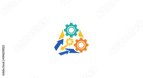 Colorful gears and cogs icon symbol.