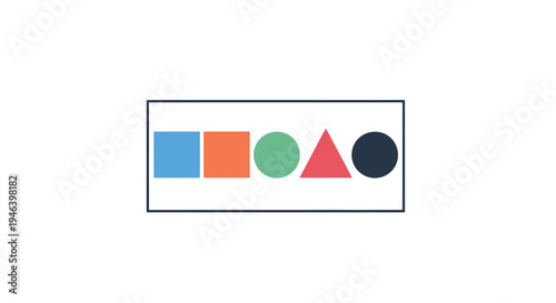 Colorful geometric shapes in rectangle.