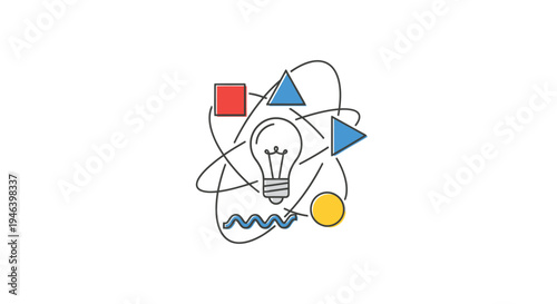 Colorful light bulb creative idea symbol.