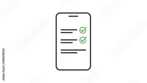 Smartphone with Checklist on White Screen.