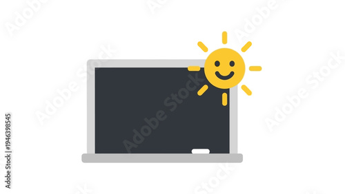 Smiling Sun on Blackboard Illustration.