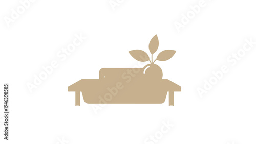 Sofa with Plant Growing Out of Cushion.