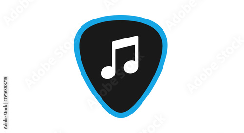 Guitar pick with music note.