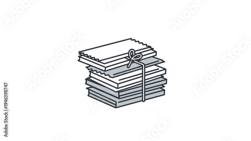 Stack of papers tied with string.