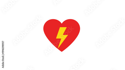 Red heart with yellow lightning bolt.