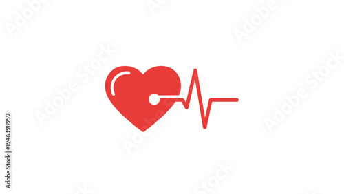 Red Heartbeat Line Medical Symbol Icon.