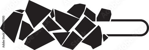 black broken glass shards with safety pin photo