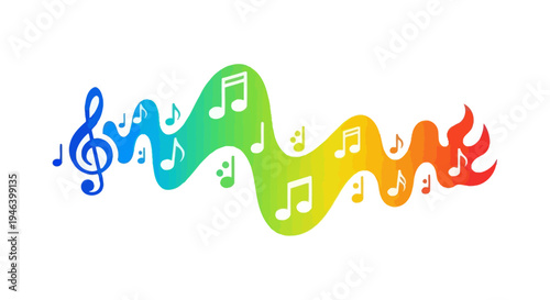 Colorful music notes and symbols.