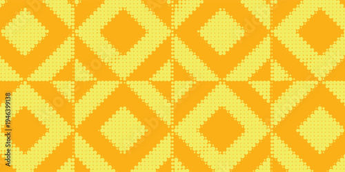 Yellow halftone pattern. Retro comic gradient background. Bright orange pixelated dotted texture overlay. Cartoon pop art faded gradient pattern. Vector backdrop for poster  banner  advertisement