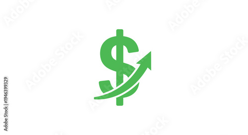 Green dollar sign with arrow.