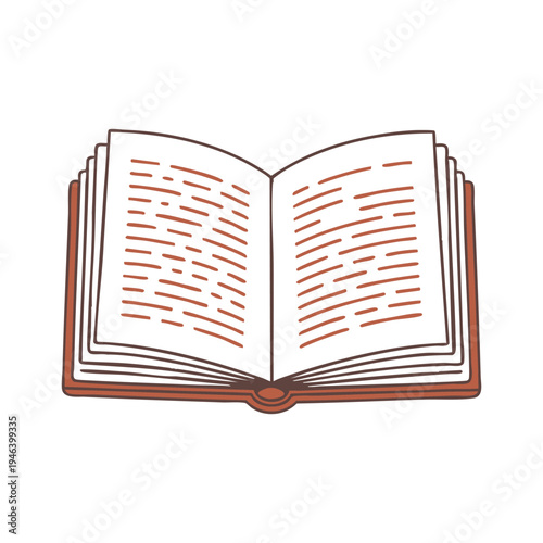 Classic Open Hardcover Book Graphic, Literary Education and Knowledge Icon, Vintage Storybook or Journal Illustration, vector, illustration.