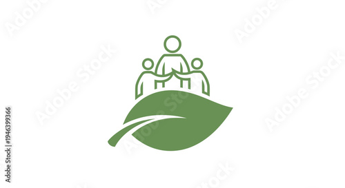 Green leaf with people icon teamwork.