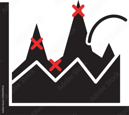 Rejected or disapproved mountain peaks silhouette icon