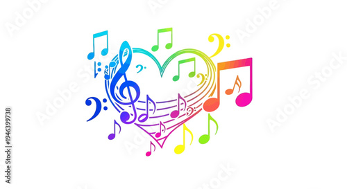 Colorful Music Notes and Symbols.