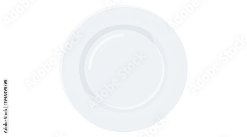 Plain white ceramic plate on neutral background  