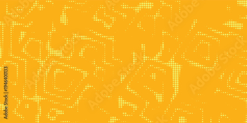Yellow halftone pattern. Retro comic gradient background. Bright orange pixelated dotted texture overlay. Cartoon pop art faded gradient pattern. Vector backdrop for poster  banner  advertisement