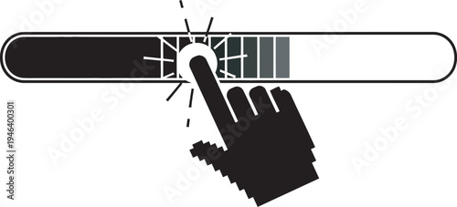 hand clicking button on progress bar