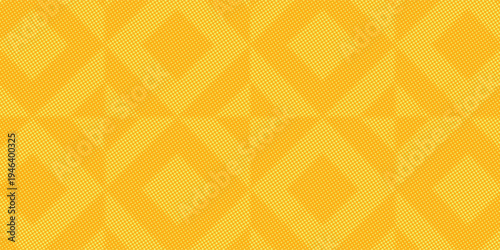 Yellow halftone pattern. Retro comic gradient background. Bright orange pixelated dotted texture overlay. Cartoon pop art faded gradient pattern. Vector backdrop for poster  banner  advertisement