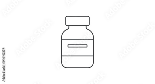 Simple Line Drawing of Medicine Bottle.
