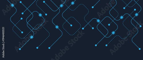 Abstract digital AI circuit board background with tech icons. Digital technology motherboard texture design. Engineering circuit board concept for poster, header, banner, website, presentation