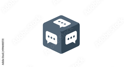 Cube with Speech Bubbles on Sides.