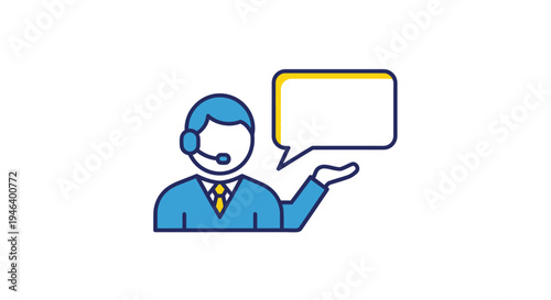 Customer service representative with headset.