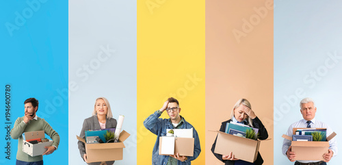 Set of fired workers on col...