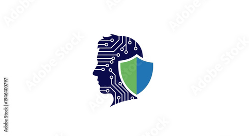 Cyber Security Head with Shield.