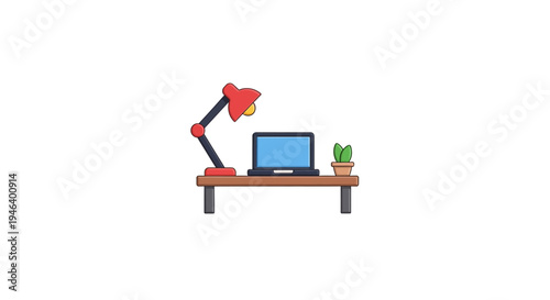 Desk lamp on a wooden table.